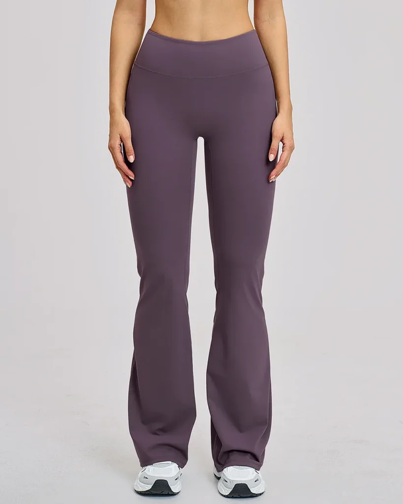 Leggings Yoga Acampanados De Cintura Alta Con Tejido Cepillado - ciruela