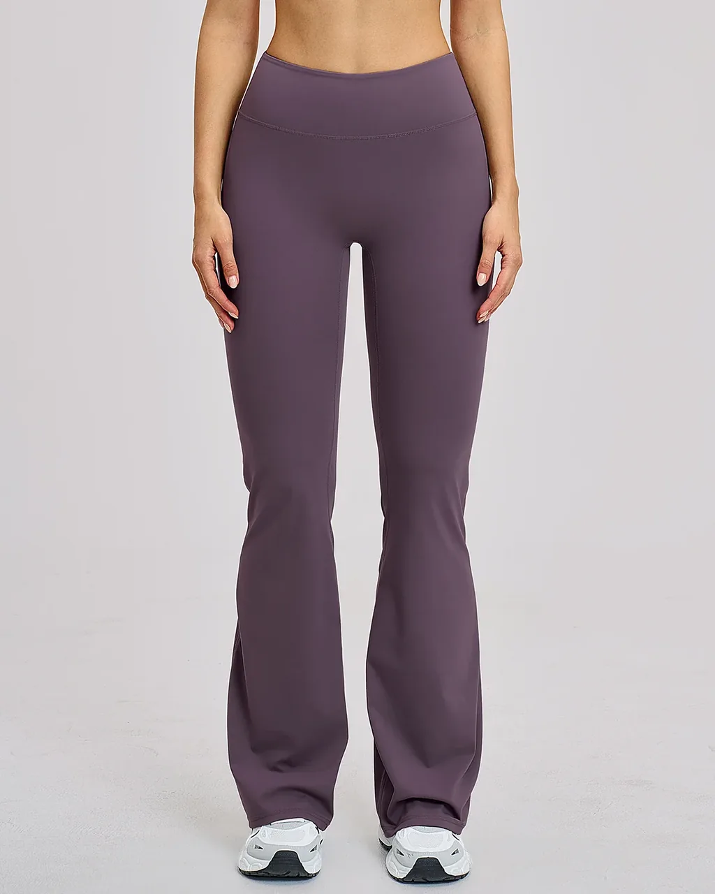 Leggings Yoga Acampanados De Cintura Alta Con Tejido Cepillado - ciruela