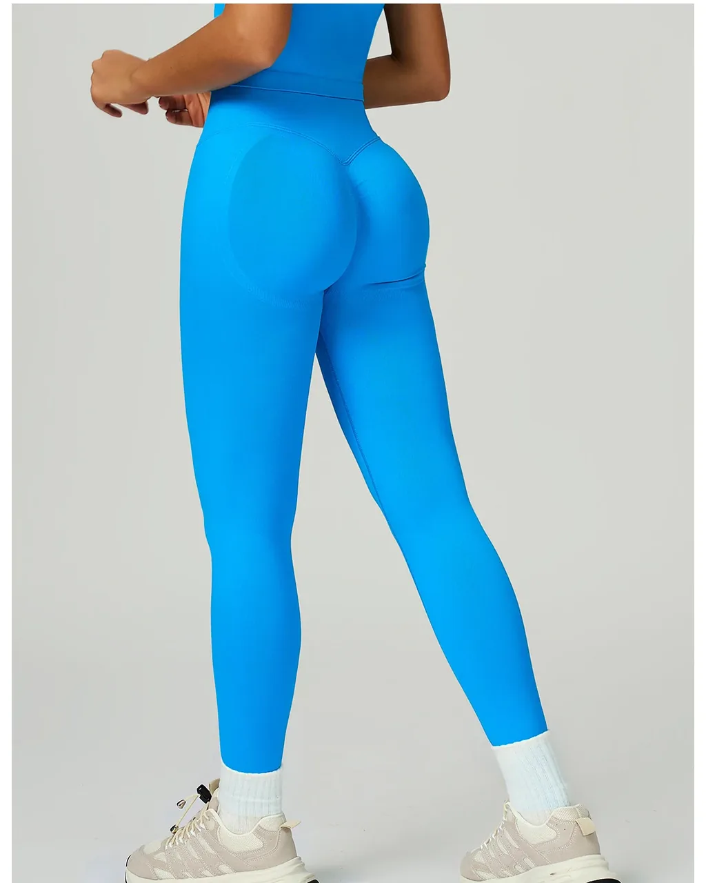 Leggings Yoga Cintura Alta Slim Con Bloques De Color - azul
