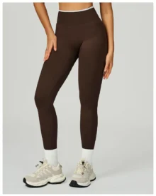 Seamless Color Block Trimming Yoga High Waist Slim - Brown