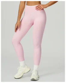 Seamless Color Block Trimming Yoga High Waist Slim - Light Pink