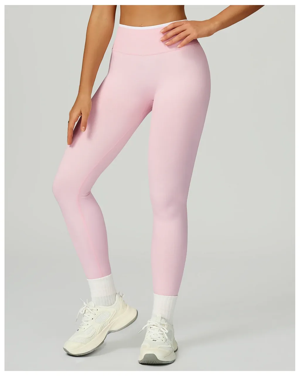 Leggings Yoga Cintura Alta Slim Con Bloques De Color - rosa claro