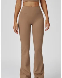 Brushed High Waist Yoga Tight Wide Leg Flare Casual - Camel