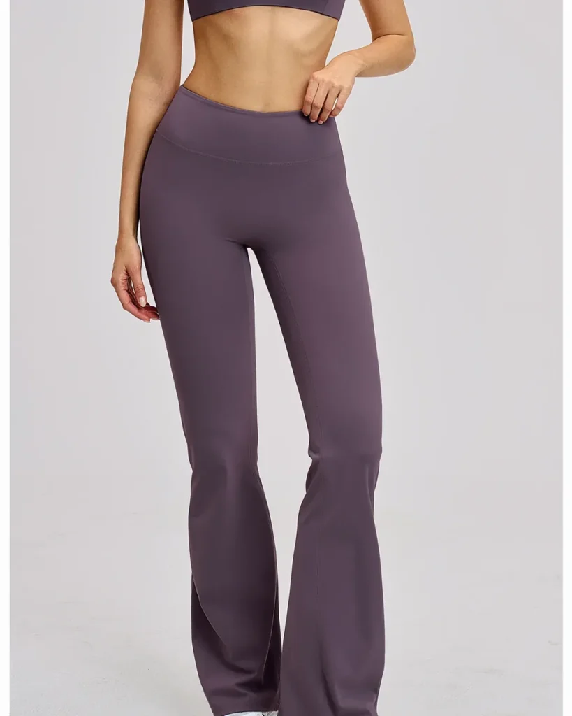 Leggings Yoga Acampanados De Cintura Alta Casual Con Tejido Cepillado - gris oscuro