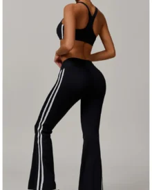 High Waist Micro Flare Slim Wide Leg Fitness Stretch - Black