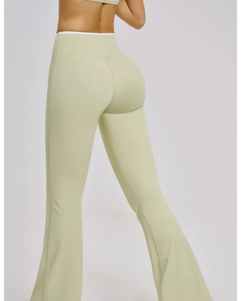 Color Block High Waist Quick Dry Nude Feel Flare - beige