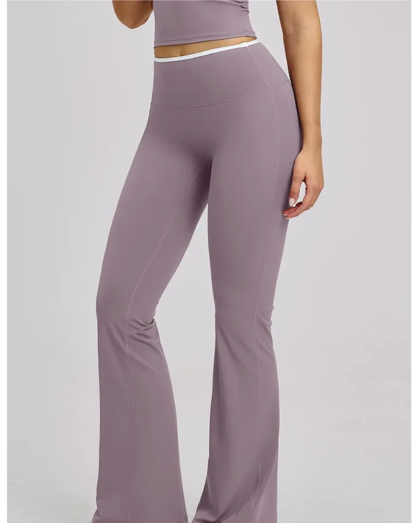 Color Block High Waist Quick Dry Nude Feel Flare - purple