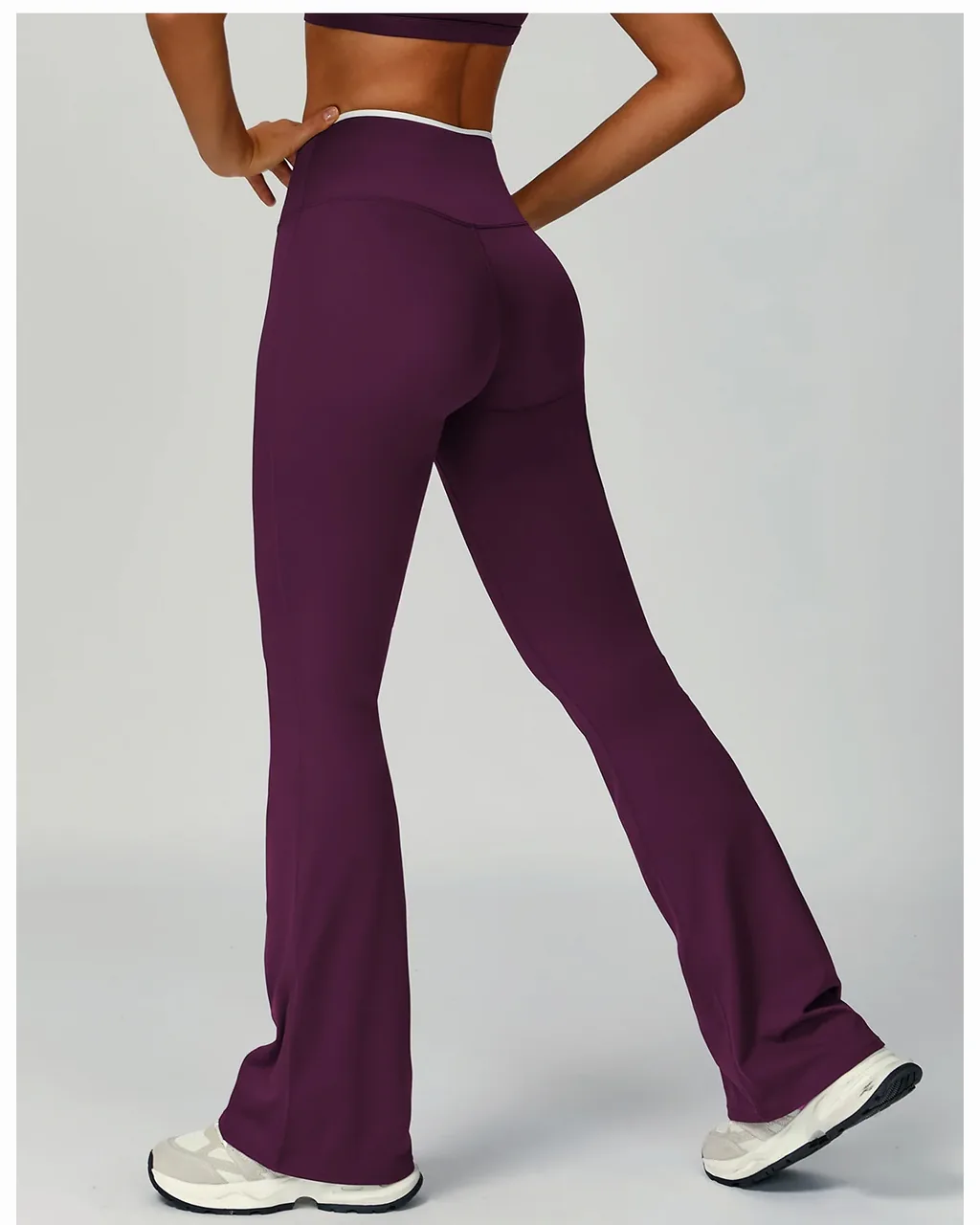 Leggings Alta Cintura Color Block, Secado Rápido Y Sensación Nude - vino
