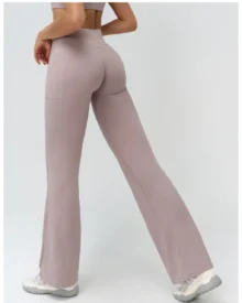 Cross Waist High Nude Feel Flare Wide Leg Micro - Mauve
