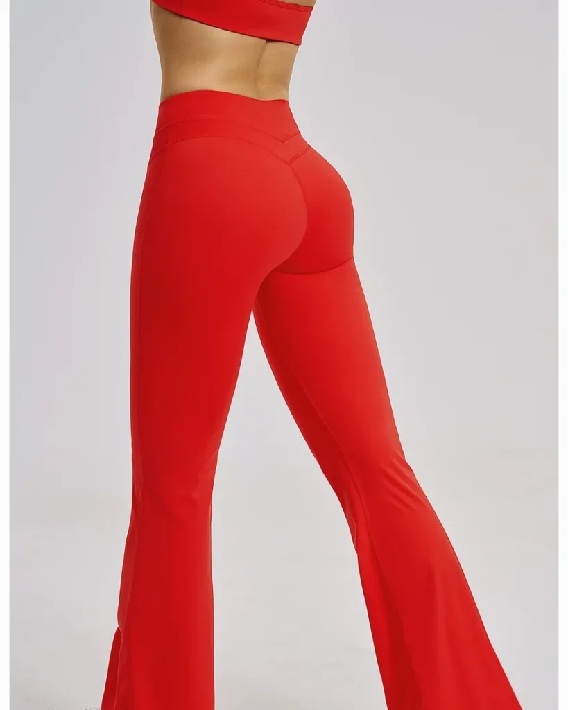 High Waist Micro Flare Yoga Breathable Tight Hip - Red
