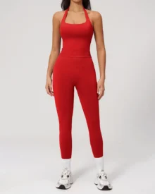 Seamless High Elastic Backless Yoga Set - Red