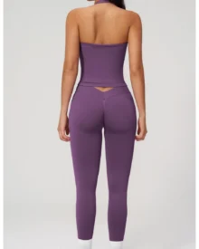 Seamless High Elastic Backless Yoga Set - Soft Violet Brown