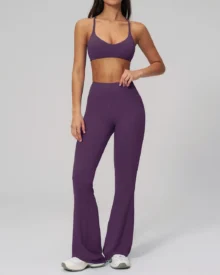 Set Yoga Sin Espalda Con Cintura Halter - morado