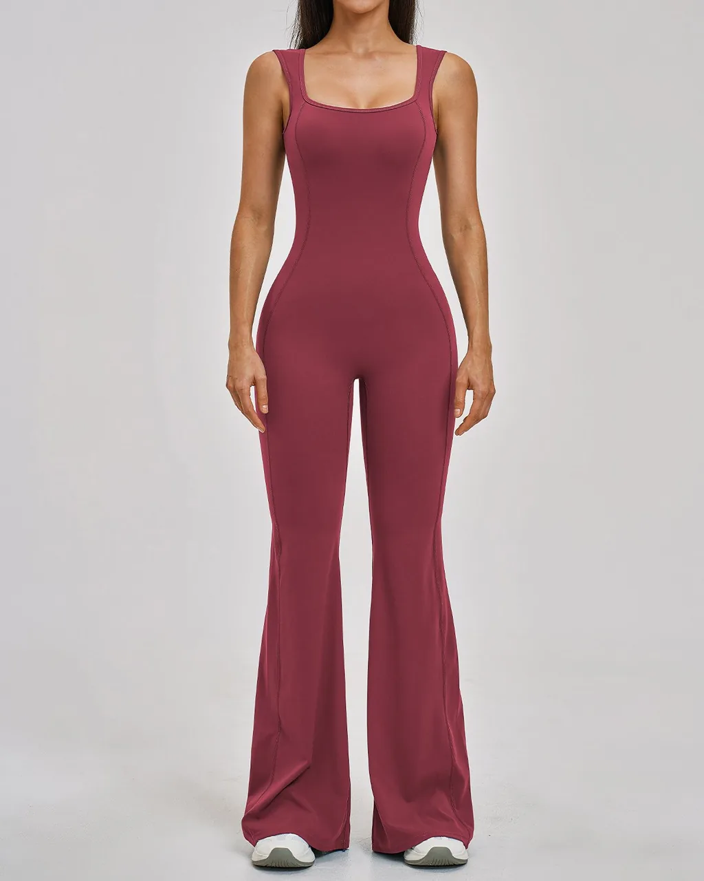 Mono Yoga Elegante Sin Espalda - borgoña