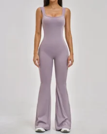Backless Flared Slim Yoga Jumpsuit - Lavender