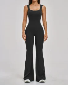 Backless Flared Slim Yoga Jumpsuit - Midnight