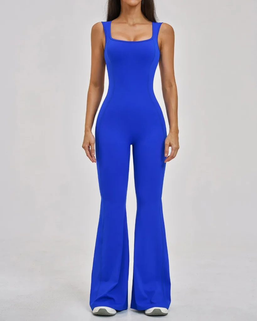 Backless Flared Slim Yoga Jumpsuit - Royal Blue
