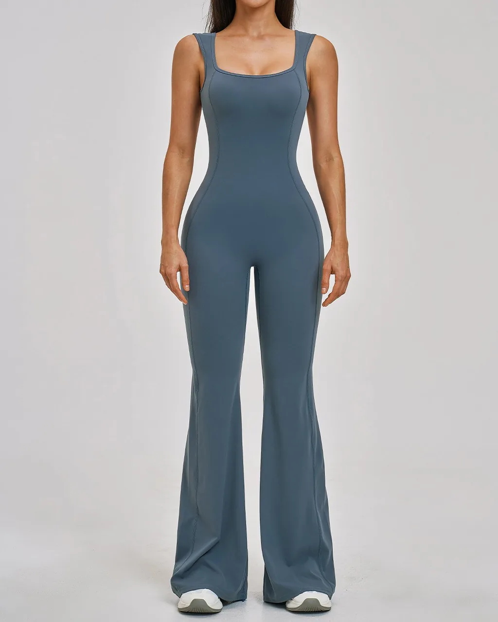 Mono Yoga Elegante Sin Espalda - azul pizarra