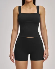 Brushed Halter Neck Backless Flared Yoga Running Fitness Set - Navy