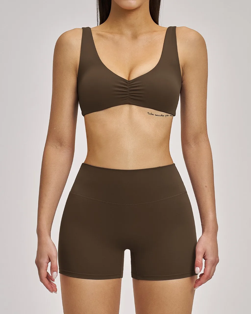 Conjunto Deportivo Yoga Halter Sin Espalda - Dark marrón