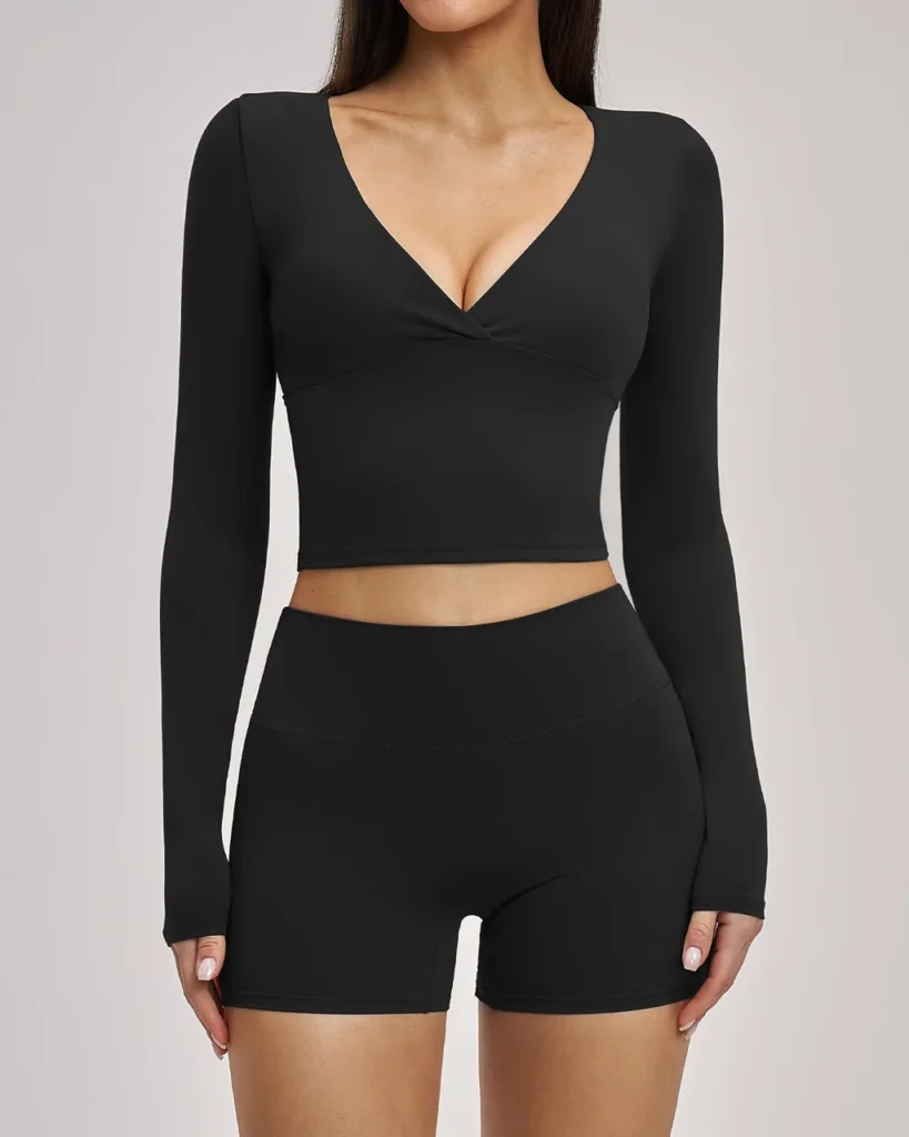 Conjunto Yoga Elegante Sin Espalda Con Manga Larga - azul marino
