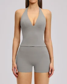 Set De Yoga Halter Sin Espalda - gris