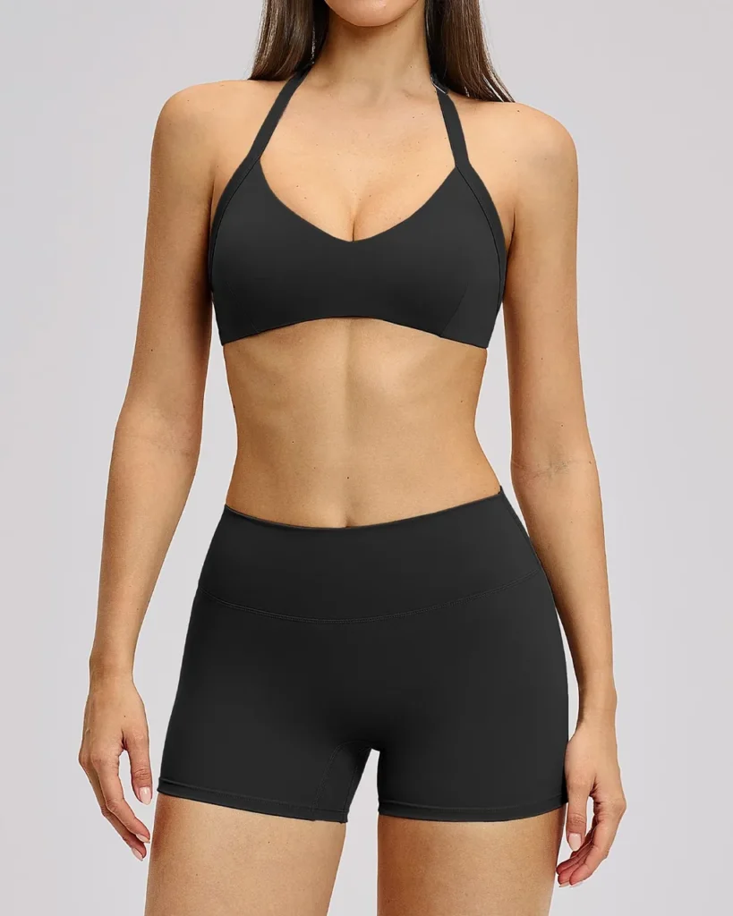 Conjunto Deportivo Yoga Halter Calado Sin Espalda - azul marino
