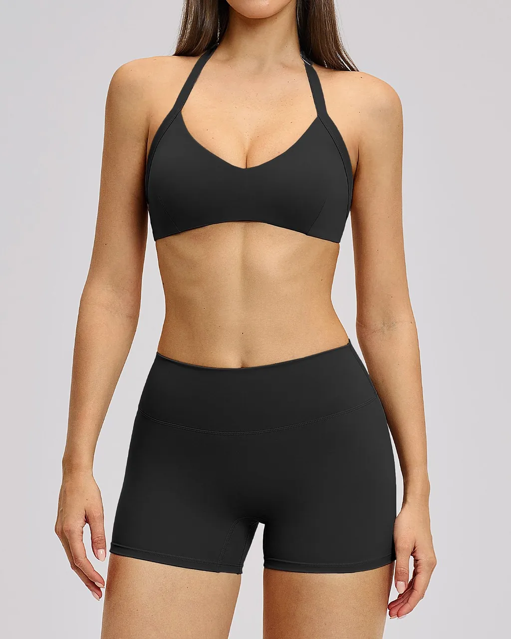 Conjunto Deportivo Yoga Halter Calado Sin Espalda - azul marino
