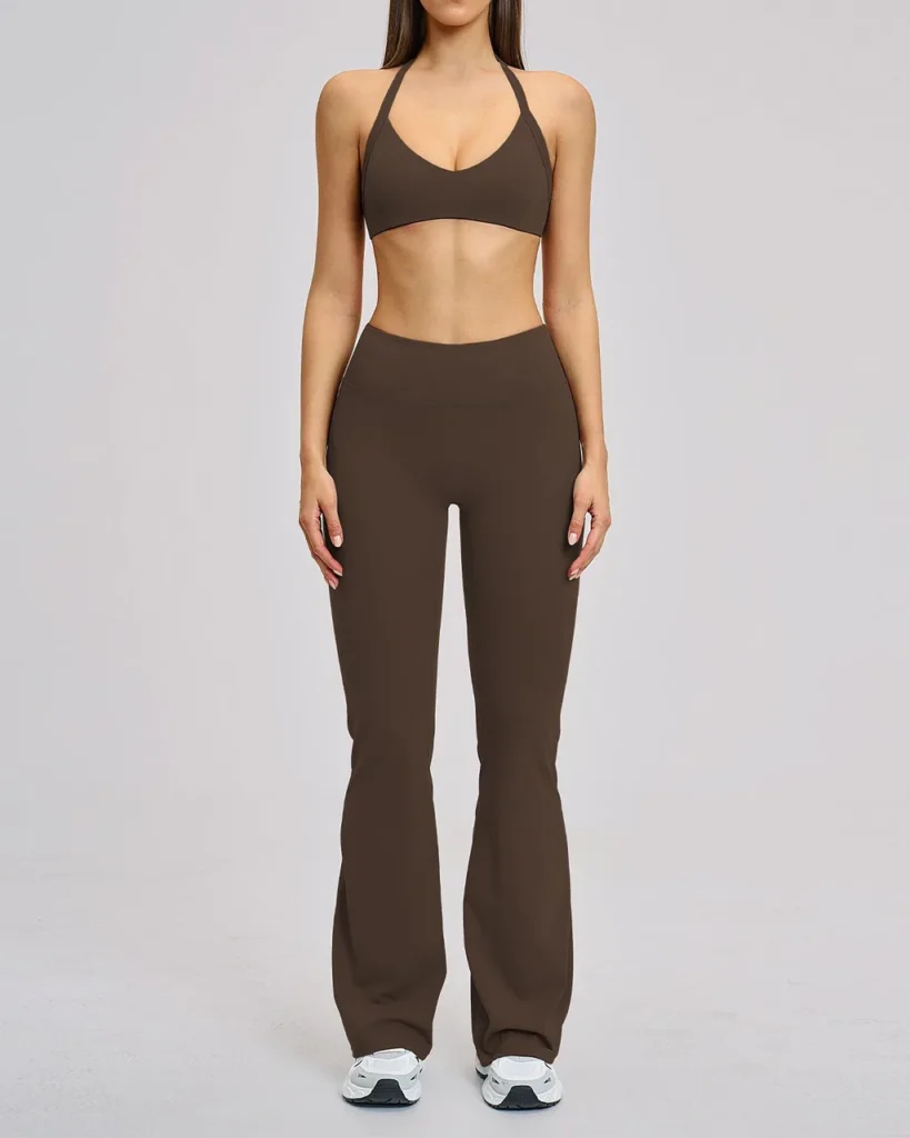Set De Yoga Halter Fitness Sin Espalda - marrón