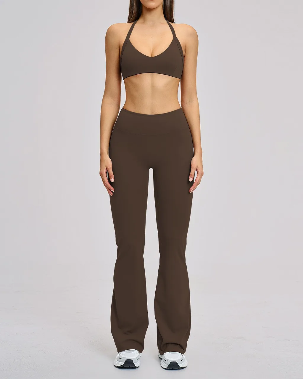 Set De Yoga Halter Fitness Sin Espalda - marrón