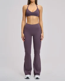 Halter Backless Fitness Yoga Set - Plum