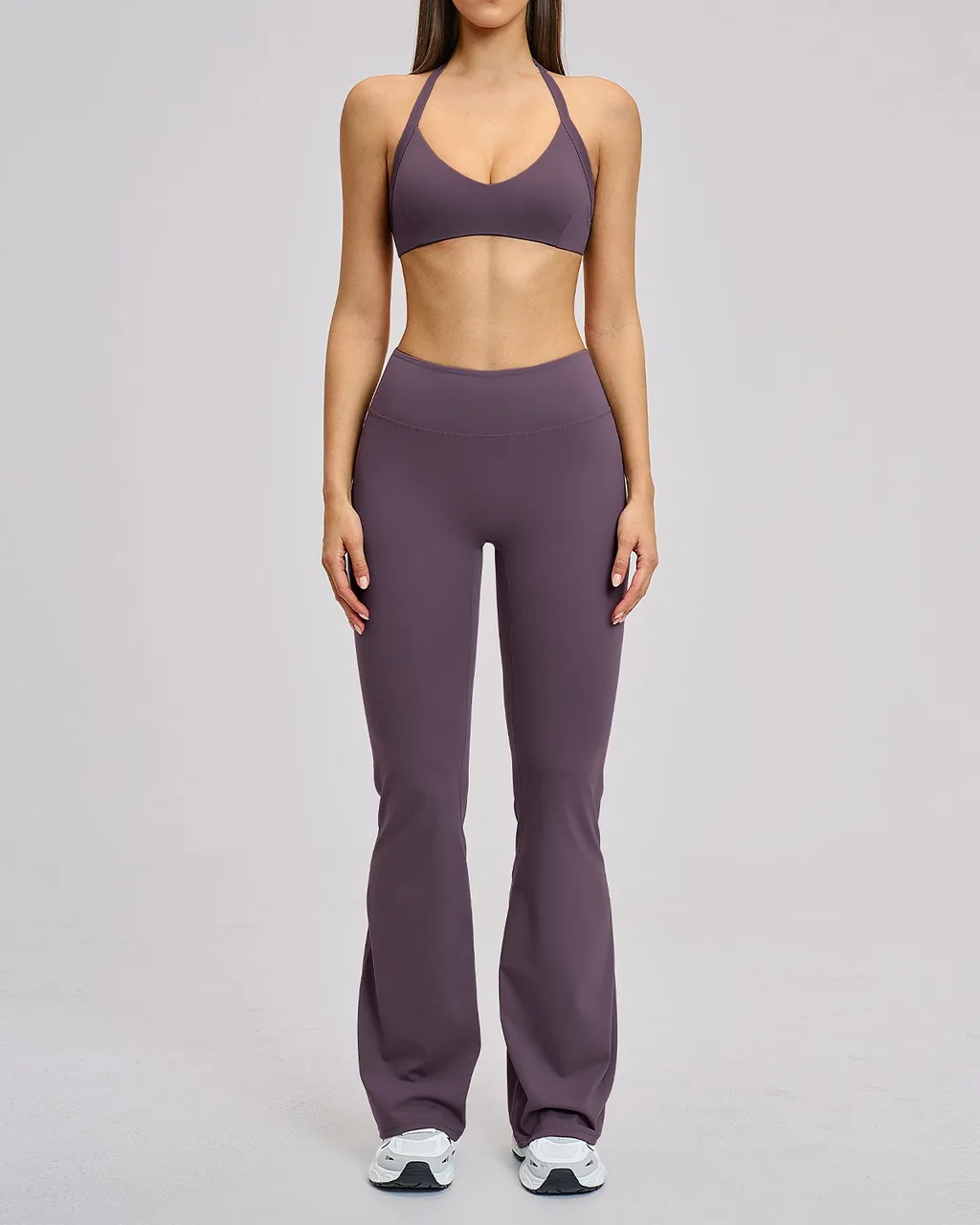 Set De Yoga Halter Fitness Sin Espalda - ciruela