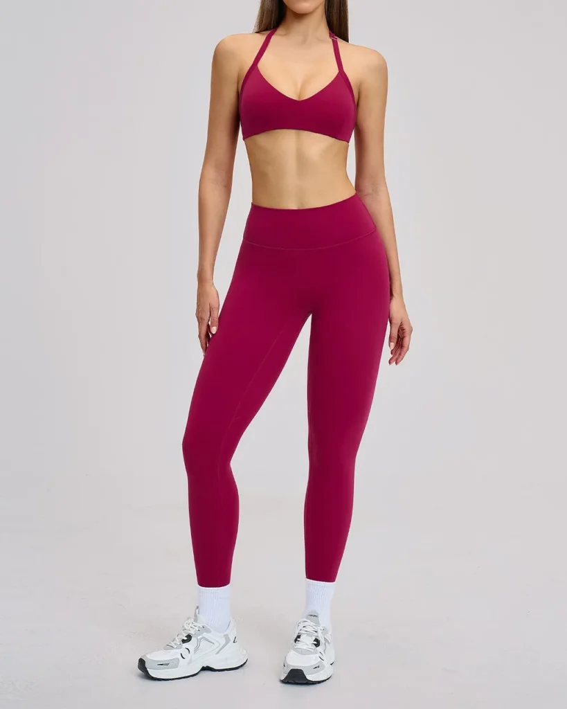 Halter Backless Yoga Fitness Set - Burgundy