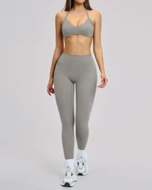 Halter Backless Yoga Fitness Set - Grey