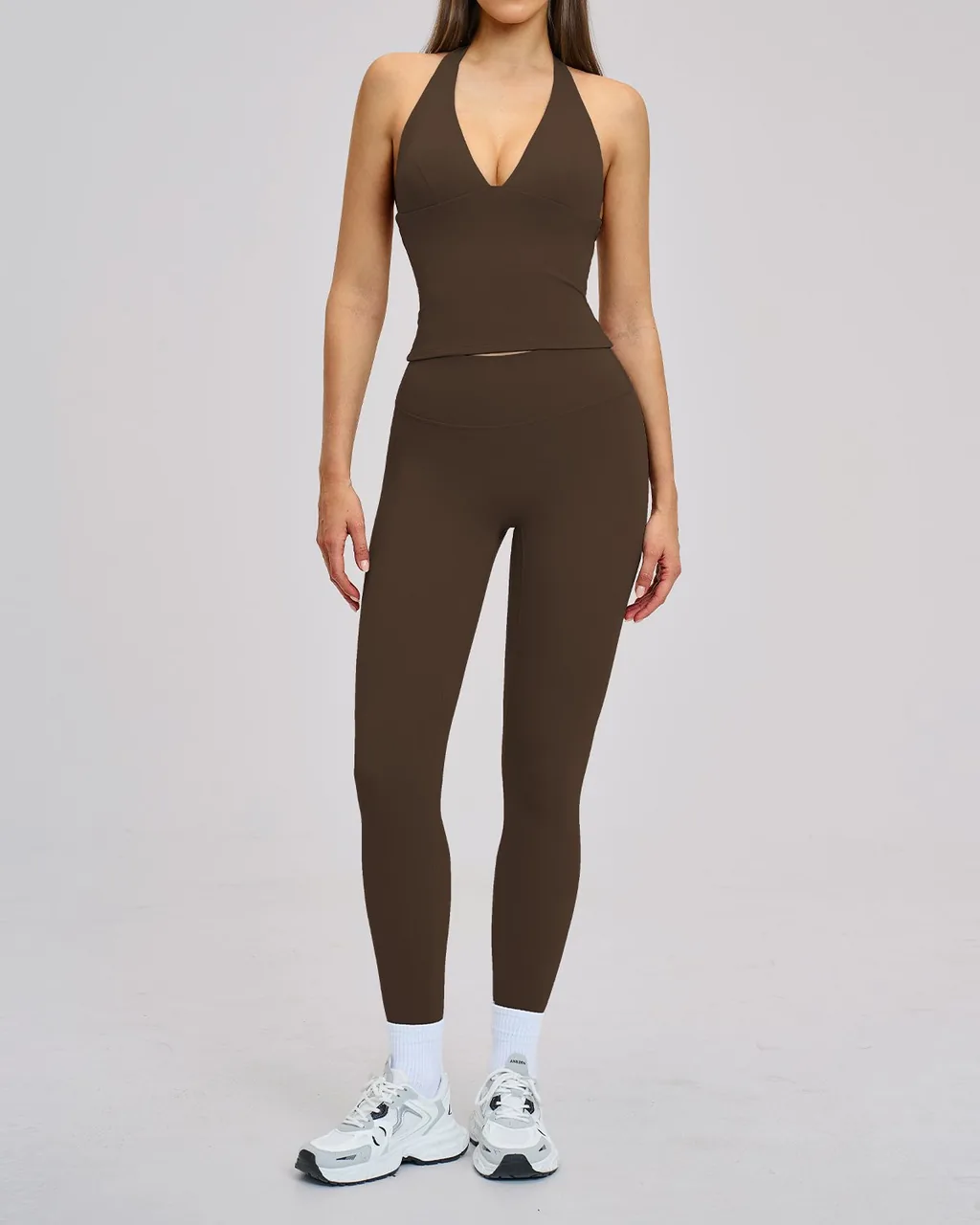Set Yoga Elegante Sin Espalda - marrón