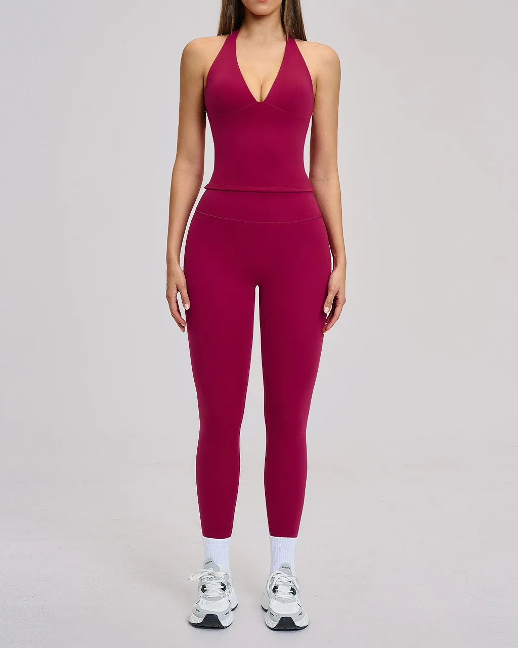 Set Yoga Elegante Sin Espalda - borgoña