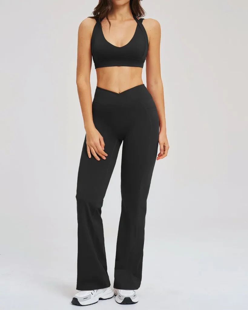Nude Feeling Backless Flared Yoga Set - Midnight