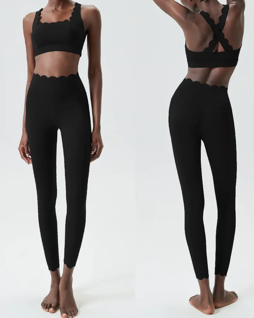 Seamless Liquid Gel Wave Plus Size Tight Quick Dry Yoga Set - Black