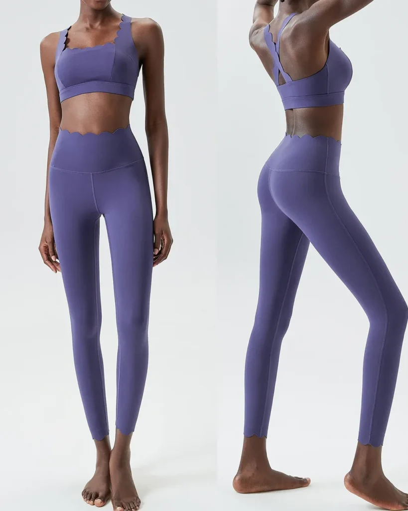 Seamless Liquid Gel Wave Plus Size Tight Quick Dry Yoga Set - Deep Purple