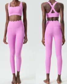 Seamless Liquid Gel Wave Plus Size Tight Quick Dry Yoga Set - Pink