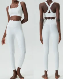 Seamless Liquid Gel Wave Plus Size Tight Quick Dry Yoga Set - White