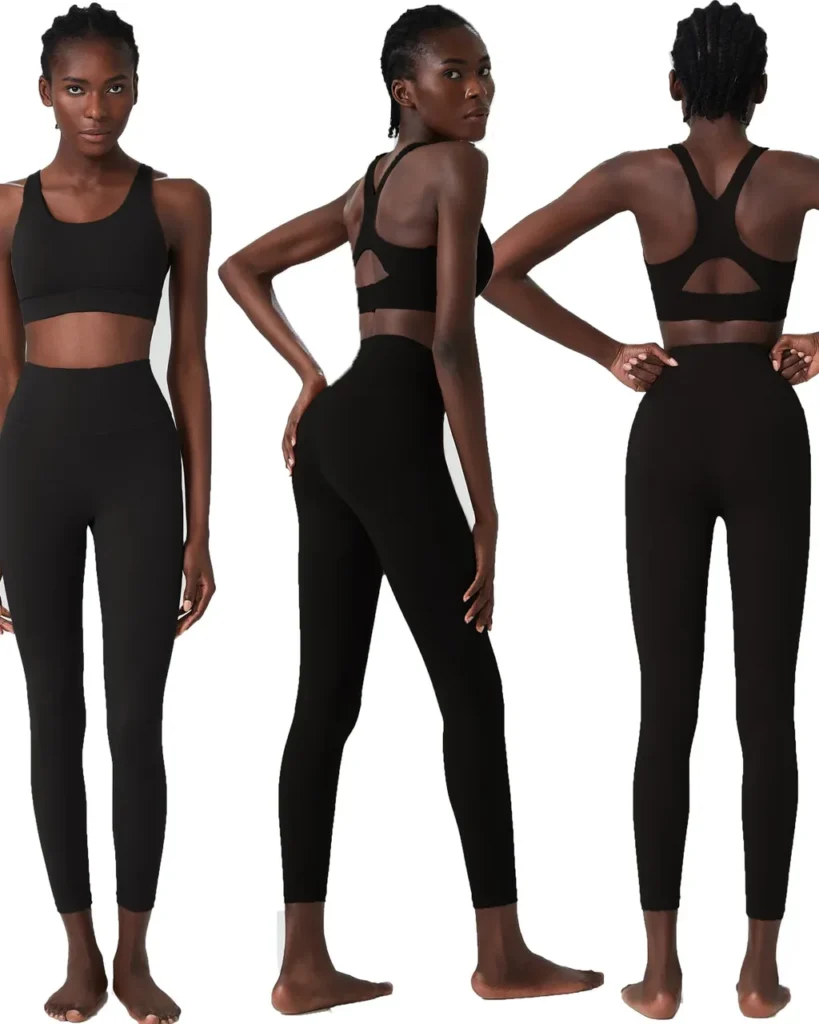 Conjunto Yoga Transpirable Sin Costuras Para Tallas Grandes - negro