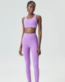 Seamless One-Piece Breathable Cup Plus Size Yoga Fitness 2-Piece Set - Soft Lavender Mauve