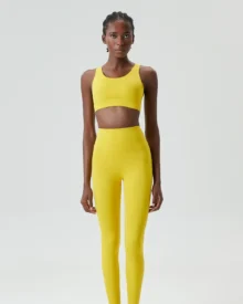 Seamless One-Piece Breathable Cup Plus Size Yoga Fitness 2-Piece Set - Yellow