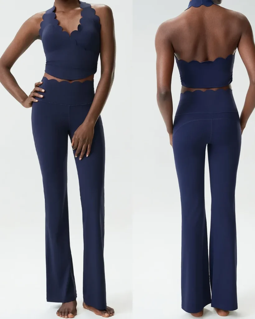 Conjunto Yoga Sin Costuras Wave Para Tallas Grandes - azul marino