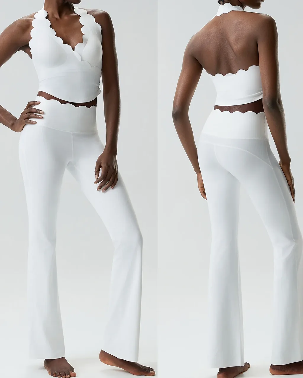 Conjunto Yoga Sin Costuras Wave Para Tallas Grandes - blanco