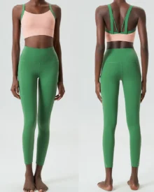Seamless Cat Ear High Support Plus Size Tight Yoga Fitness Set - Green