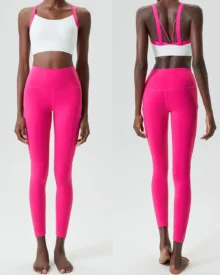 Seamless Cat Ear High Support Plus Size Tight Yoga Fitness Set - Hot Pink