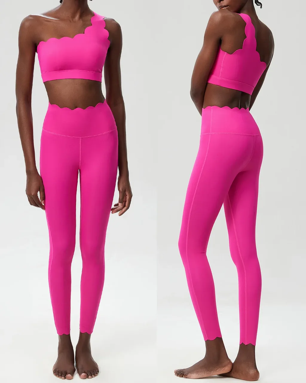 Conjunto Yoga Sin Costuras Con Hombro Descubierto En Tallas Grandes - rosa intenso