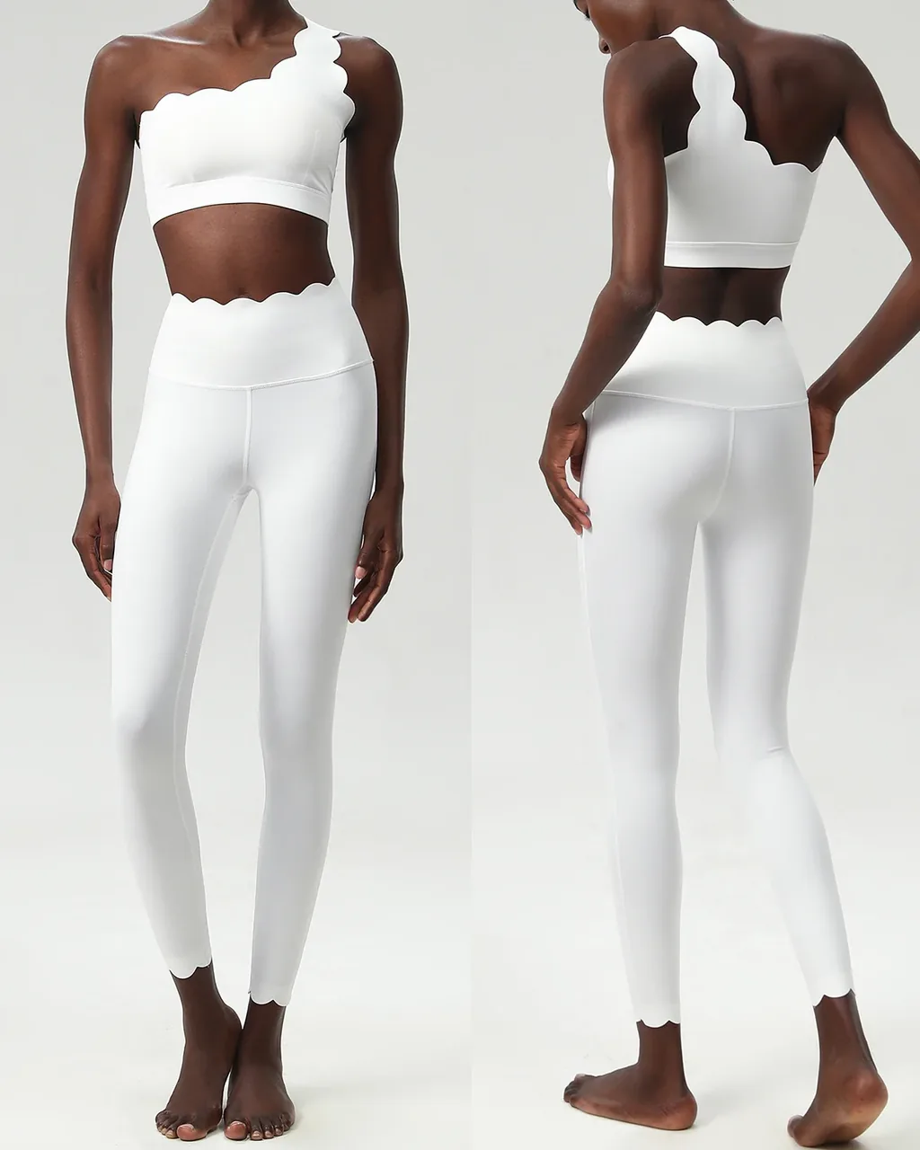 Conjunto Yoga Sin Costuras Con Hombro Descubierto En Tallas Grandes - blanco